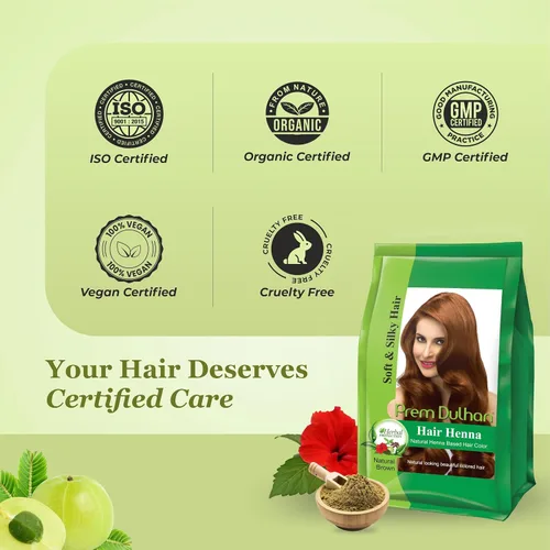 Miniatura 8 de Prem Dulhan Henna capilar de 4.41 oz/4.40 onzas para resultados vibrantes y duraderos, sombra marrón natural, sin amoníaco y sin PPD, bolsitas