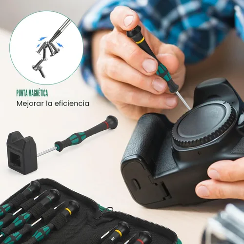 Miniatura 2 de GRENPRO Juego de destornilladores de precisión de 10 piezas, destornilladores magnéticos pequeños con Phillips, ranurados, Torx Star para lentes