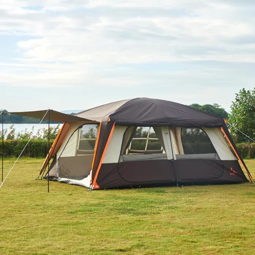 Miniatura 8 de KTT Extra Large Tent 6-12-14 Person,Family Cabin Tents,2 Rooms,3 Doors and 3 Windows with Mesh,Straight Wall,Waterproof,Double Layer,Big Tent for