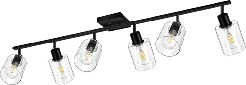 Miniatura 17 de Accesorios de iluminación de riel de techo para cocina, luces de pared negras de 2 luces, iluminación LED moderna con pantalla de vidrio, cabezal
