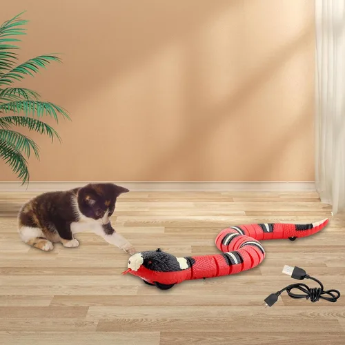 Miniatura 2 de Gralara Inteligente Sensing Serpiente Gato Interacción Jugar USB Recargable Serpiente Eléctrica Juguete Serpiente Falsa Serpiente para April Fools
