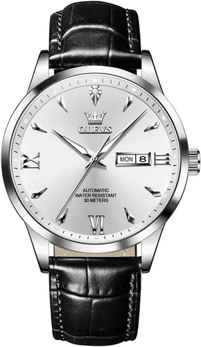 Miniatura 14 de OLEVS - Reloj de pulsera de cuero para hombre, analógico de cuarzo, cronógrafo de lujo con fecha, impermeable, luminoso - Estilo de vestir