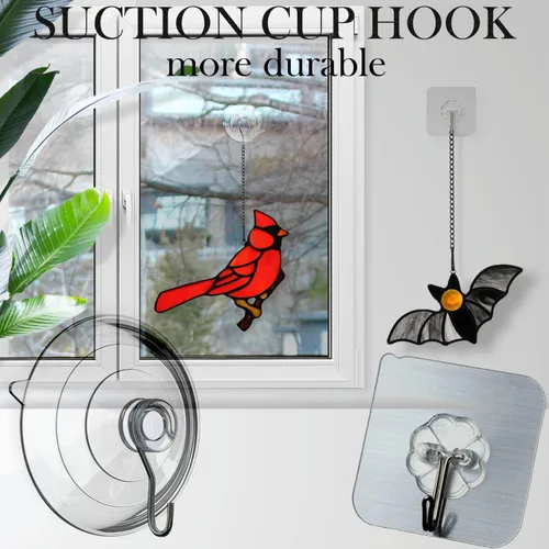 Miniatura 6 de Ganchos de ventosa de acero inoxidable, 6 cadenas colgantes con ventosa, resistentes a la corrosión, decoración de pared y ventana, puerta de cocina