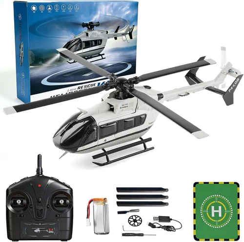 Helicóptero Wltoys K160, helicóptero de rescate EC-145 de 4 canales con motor sin escobillas y giroscopio 6G, retención de altitud, mosca de un solo