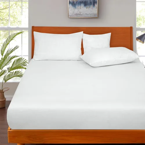 Miniatura 5 de ROYALE LINENS Sábana bajera ajustable de 300 hilos 100% algodón peinado de fibras largas, tamaño Queen, sábana inferior súper suave con bolsillo