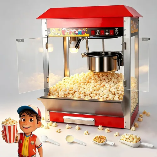 Máquina comercial de palomitas de maíz, 10 onzas, extraíble, para encimera, con sistema de calor doble, máquina de palomitas de maíz de acero