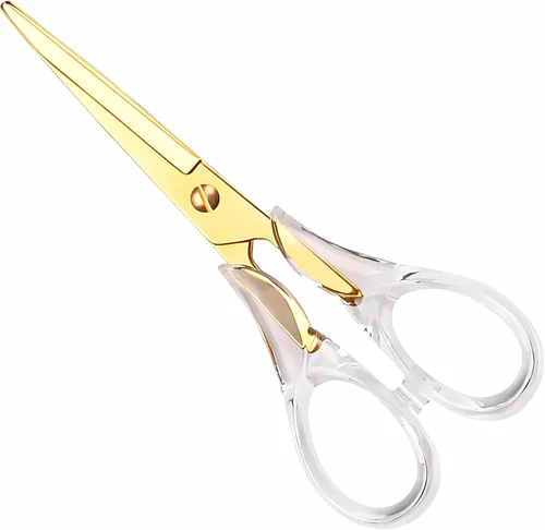 Miniatura 7 de Tijeras pequeñas multiusos de 6.3 pulgadas, hoja de acero inoxidable con mango acrílico, tijeras de manualidades para oficina, escuela, hogar, tela