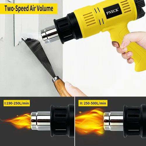 Miniatura 4 de Pistola de calor de 2000 W, temperatura variable de 140 °F a 1202 °F con 2 velocidades, kit de pistola de aire caliente resistente de calentamiento