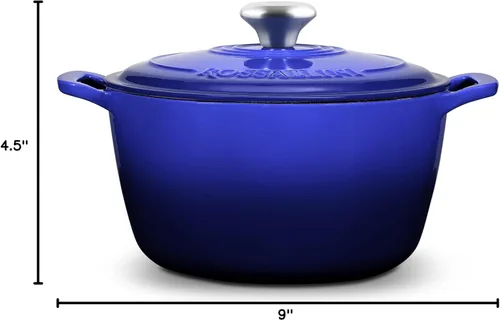 Miniatura 10 de ROSSALLINI Olla Holandesa de Hierro Fundido Esmaltada Signature, Olla de Servir Antiadherente con Tapa de Cierre Hermético para Asado, Horneado