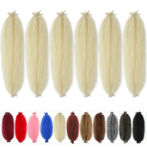 Miniatura 7 de Cabello afro trenzado elástico de 24 pulgadas, cabello Marley para rastas sintéticas, cabello trenzado estilo Marley Twist color rojo burdeos