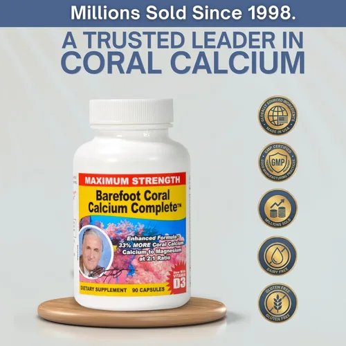 Miniatura 3 de 90 cápsulas de calcio coral de 1500 mg - Salud ósea - 72 minerales traza, calcio, magnesio y vitamina D3 - Desarrollado por Bob Barefoot