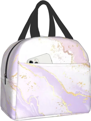 Miniatura 10 de Lonchera con diseño a cuadros azules aislada, bolsa térmica para almuerzo para adultos, niños, niñas, mujeres, oficina, trabajo, escuela, picnic