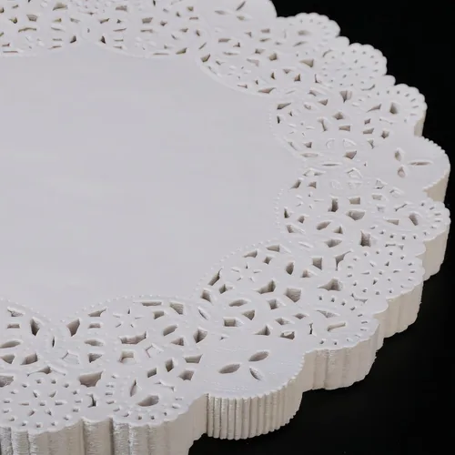 Miniatura 2 de LJY 120 piezas de papel redondo de encaje blanco para decoración de tartas de boda, vajilla (7.5 pulgadas)