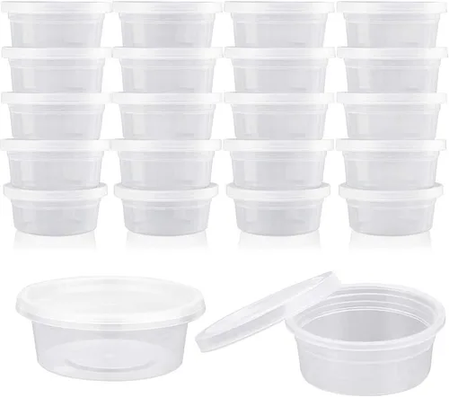 Augshy Paquete de 40 Recipientes Pequeños para Slime con Tapas, Molde de Hielo Raspado Hawaiano Vasos para Shots de Gelatina Recipientes para