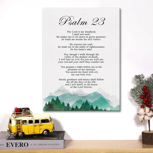 Miniatura 5 de Lienzo cristiano para pared, Salmo 23, el Señor es mi pastor, impresión en lienzo con escritura positiva, pintura en lienzo para el hogar