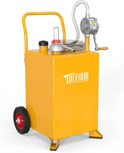 TUFFIOM Carrito de combustible de 20 galones con ruedas y bomba de sifón manual, tanque de almacenamiento de transferencia de combustible diésel