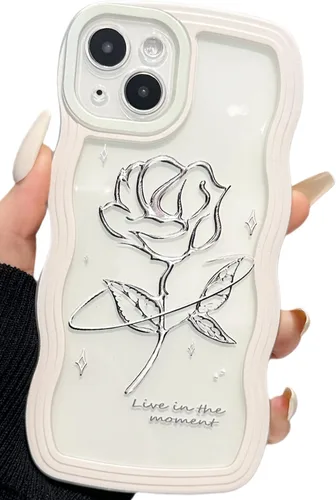 Funda compatible con iPhone 11 transparente con diseño floral para mujeres y niñas, bonita funda estética de flores onduladas, suave a prueba de