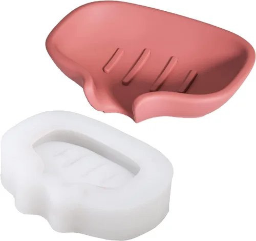 Molde de silicona para jabonera de hormigón con drenaje, soporte de jabón de cemento para ducha/baño, herramientas de fabricación de bandejas de