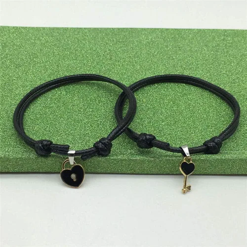 Miniatura 9 de MileHouse - Pulsera de moda para niñas y mujeres, 1 pieza de bisutería con cierre de llave, diseño de corazón, color negro