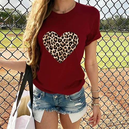 Miniatura 71 de Camisetas de manga corta con estampado de corazón para mujer, camisetas de ajuste regular, linda y divertida, ropa de regalo 2023