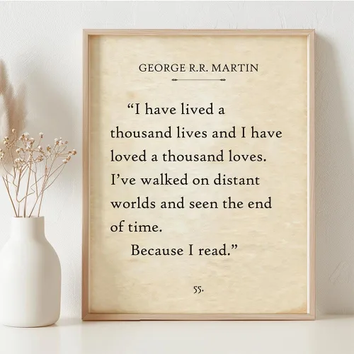 Miniatura 3 de Lone Star Art He vivido mil vidas – Cita de George R.R. Martin 11x14 Póster enmarcado, Arte literario para lectores, Impreso motivacional, Regalo