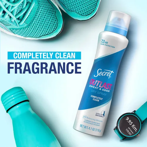 Miniatura 6 de Secret Outlast Desodorante antitranspirante en aerosol seco para mujeres, protección contra el sudor y el olor de 72 horas, minerales que equilibran