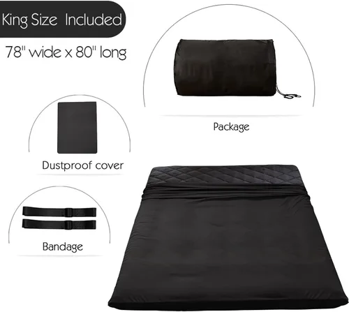 Miniatura 3 de MAXYOYO Colchón Futón de Suelo Japonés Tamaño King, Cama de Suelo para Adultos, Colchón Enrollable Plegable, Cama Futón Japonesa con Patrón de Negro