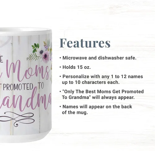 Miniatura 4 de Let's Make Memories Taza personalizada – Best Moms Get Promoted to Grandma Taza de café personalizada – para abuelas – Personalizar con nombres