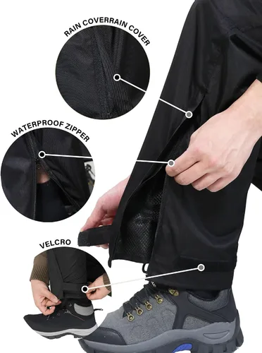 Miniatura 5 de iCreek Pantalones de lluvia para hombre, impermeables, resistentes al viento, ligeros, para senderismo, trabajo, lluvia, al aire libre, para golf