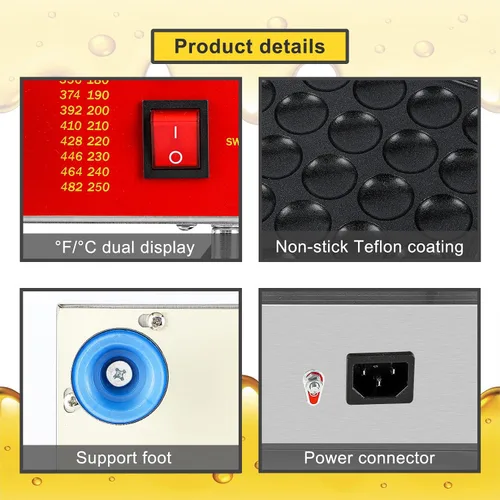 Miniatura 5 de Hanchen Máquina comercial para hacer panqueques, mini panqueques holandesa, máquina eléctrica Dorayaki, máquina para hacer muffins, 25 piezas, doble
