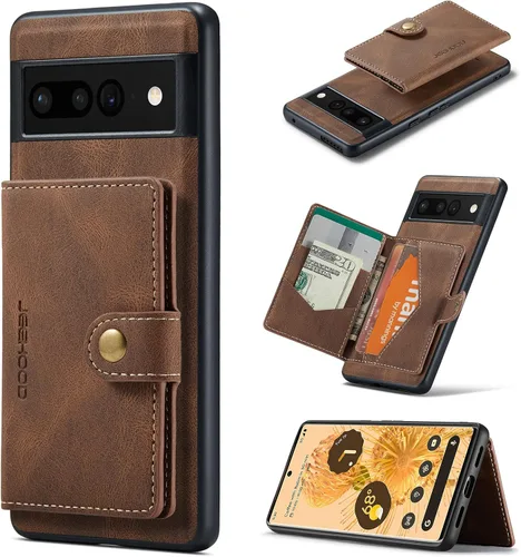 Miniatura 35 de Funda para Google Pixel 6 Pro, cartera magnética desmontable con ranura para efectivo, soporte de carga inalámbrica, función atril compatible