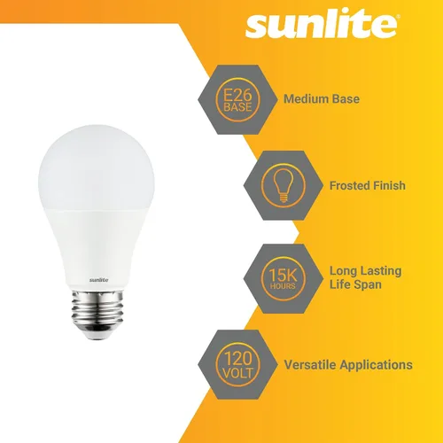 Miniatura 3 de Sunlite 70324 Bombilla LED A19 de 3 vías, 5/9/15 vatios (equivalente a 40 W, 60 W, 100 W), 500-1000-1600 lúmenes, base E26 media, omnidireccional