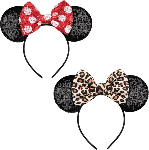 Miniatura 33 de FANYITY - Orejas de ratón, diadema con lentejuelas brillantes para cosplay de ratón para niños, niñas y mujeres, para Halloween y viaje a Disney