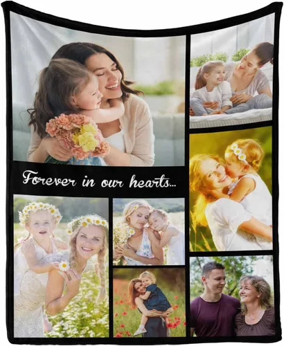 Miniatura 17 de InterestPrint Manta con foto, regalos personalizados para mamá, manta de collage de fotos personalizada para mamá de hija e hijo para cumpleaños