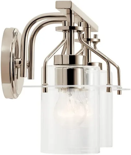 Miniatura 5 de Kichler Everett™ - Lámpara de tocador con 2 luces de 16 pulgadas con cristal transparente en níquel pulido