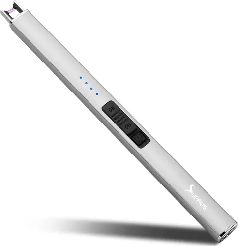 Miniatura 7 de SUPRUS Encendedor eléctrico de arco, a prueba de viento, sin llama, recargable por USB con bloqueo de seguridad para velas, barbacoa, camping (verde)