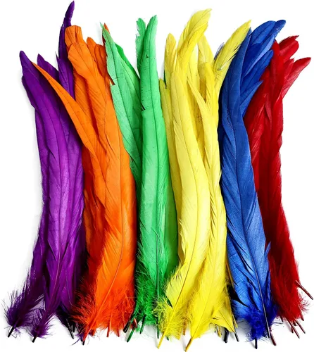 Miniatura 21 de THARAHT 50 piezas de plumas de cola de gallo, naturales, de 12 a 14 pulgadas (30-35 cm) para manualidades, bodas, atado de moscas, plumas para Rosa