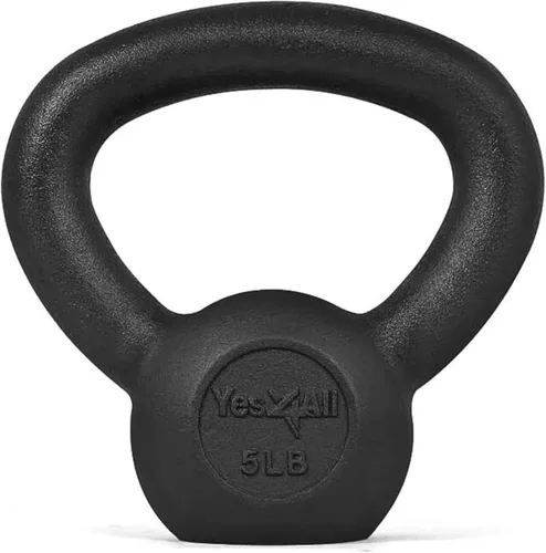 Yes4All Pesa rusa de hierro fundido, pesas rusas para entrenamiento de fuerza 5-80 libras (5, 10, 15, 20, 25, 30, 35, 40, 45, 50, 60, 70, 80 libras)