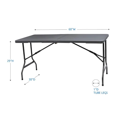 Miniatura 2 de Iceberg IndestrucTable Too - Mesa plegable biplegable, interior/exterior, grado comercial, carbón, 60 pulgadas de ancho x 30 pulgadas de profundidad