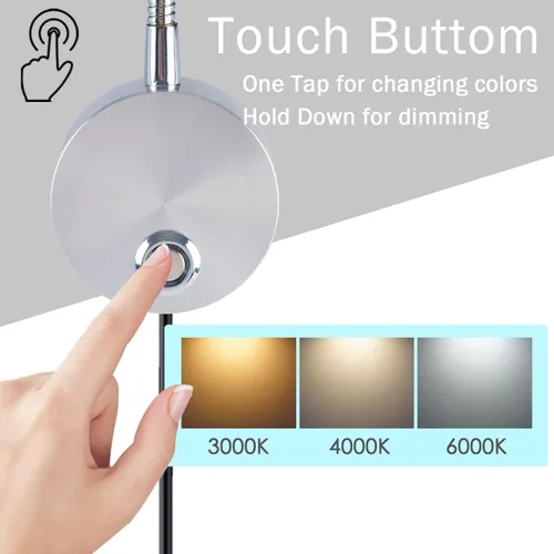 Miniatura 4 de Luz de Lectura de Mesita de Noche Adust, Lámpara de Lectura de Dormitorio, Luz de Lectura Minimalista de 3W LED con Atenuación Táctil, Temperatura