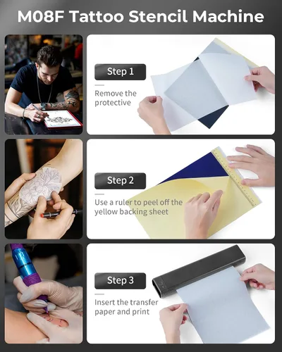 Miniatura 4 de Itari M08F - Impresora inalámbrica de plantillas de tatuajes, máquina de transferencia de tatuajes, copiadora térmica con 10 piezas de papel