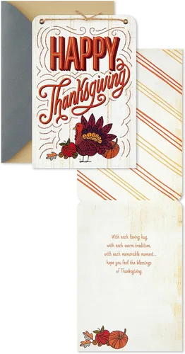 Miniatura 3 de Hallmark Surtido de tarjetas de Acción de Gracias de grano de madera (3 tarjetas con sobres) Live, Laugh, Love, Give Thanks, Cornucopia