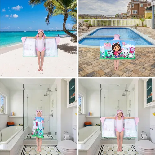 Miniatura 7 de DreamWorks Gabby's Dollhouse - Toalla de rizo de algodón suave con capucha para baño/piscina/playa, 24 x 50 pulgadas, por Franco Kids
