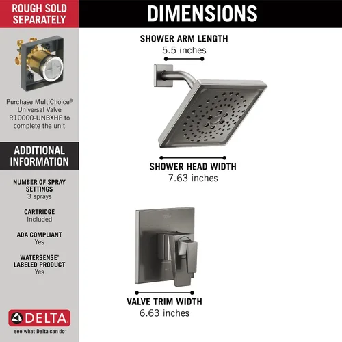 Miniatura 3 de Delta Faucet T17243-KS-PR Trillian - Bañera o ducha, mango doble, acero inoxidable negro