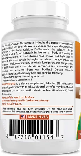 Miniatura 6 de Best Naturals D-glucarato de calcio 200 mg 120 comprimidos