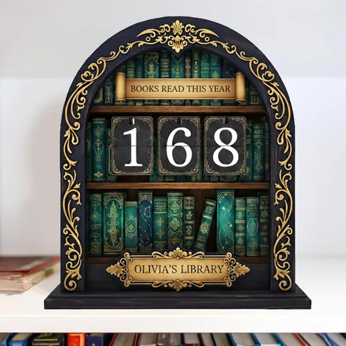 Miniatura 10 de Rastreador de Lectura de Libros Personalizado, Contador de Libros Leídos Este Año, Decoración de Biblioteca, Letrero de Seguimiento de Libros