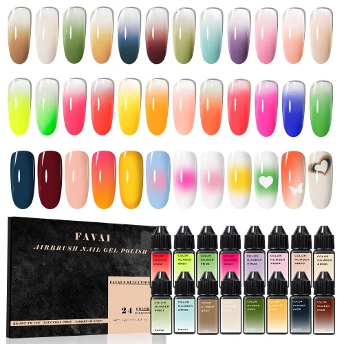 Esmalte de uñas de gel con aerógrafo, 24 colores, sin dilución, sin acetona, manicura francesa, arte de uñas ombré, bricolaje, suministros de uñas