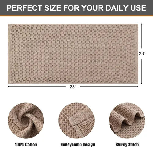 Miniatura 253 de Kitinjoy - Paños de cocina de 100 % algodón, tela de tejido gofrado, paño de limpieza ultrasuave, absorbente y de secado rápido. Beige
