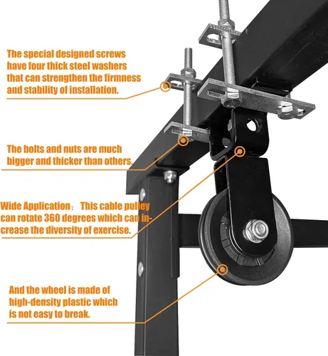 Miniatura 6 de Accesorio de polea para rack de potencia, máquina desplegable LAT - Sistema de polea doble de cable y peso para entrenamiento de fuerza en gimnasio