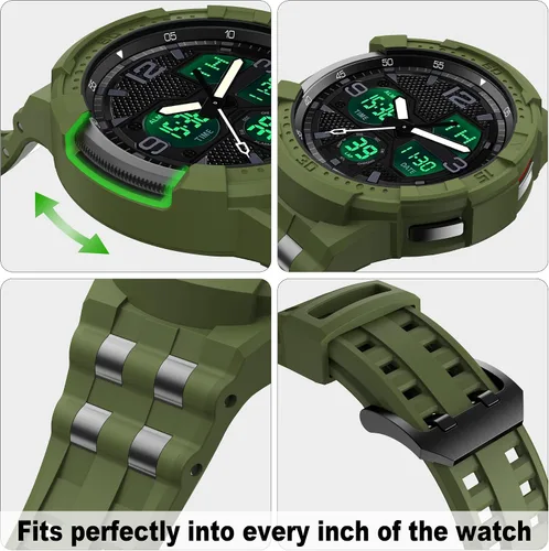 Miniatura 5 de Correa compatible con Samsung Galaxy Watch 6 Classic de 1.850 in, funda resistente de una pieza con correa (2023)